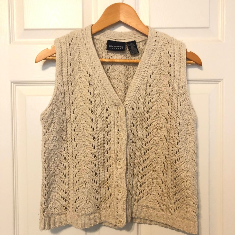 Liz Claiborne beige knit sweater vest.